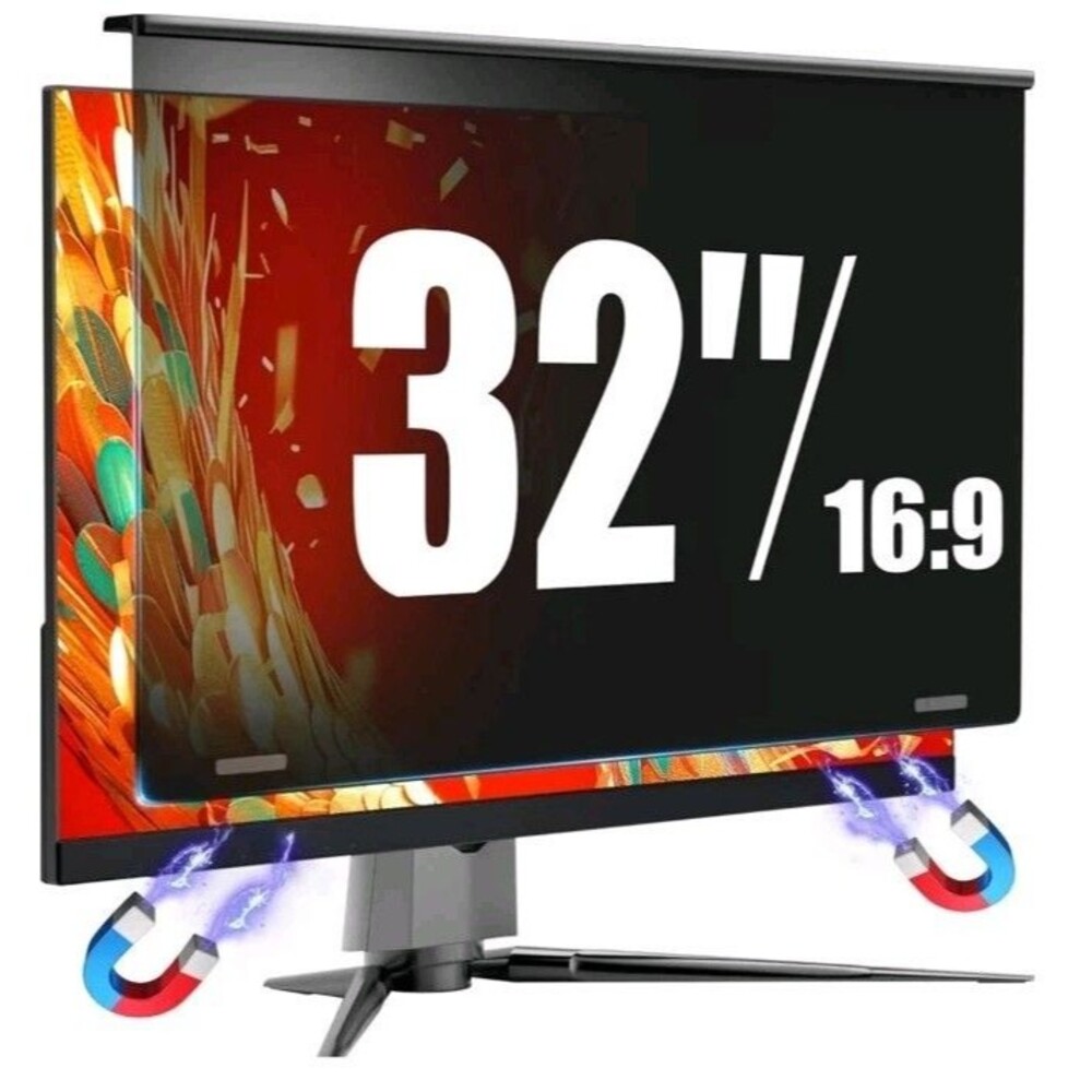 32" Magnetic Privacy Screen Filter 16:9 Widescreen Anti-Glare Blue Light Shield